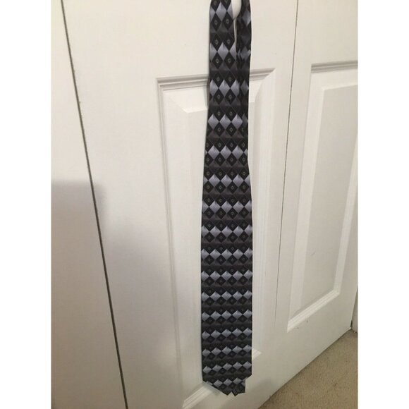 CHAS‎ REED & CO HANDMADE TIE Men’s Gray/ Black Diamond Silk Tie - Picture 2 of 4
